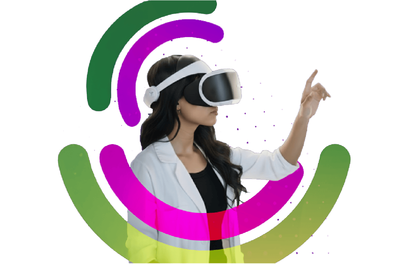 Persona usando visor de realidad virtual